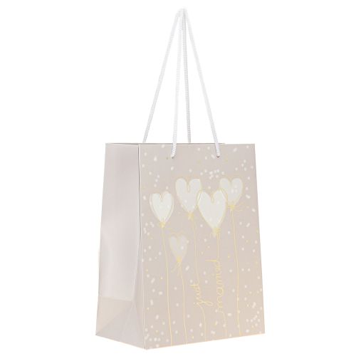 Geschenktüte „just married“ Geschenktasche mit Henkeln Beige 18×10×23cm 2St