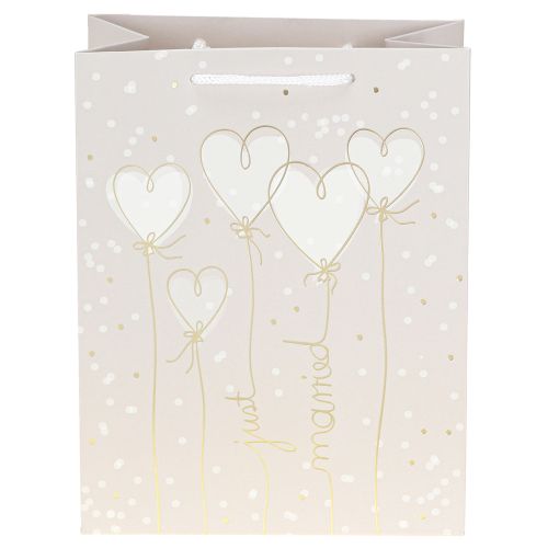Artikel Geschenktüte „just married“ Geschenktasche mit Henkeln Beige 18×10×23cm 2St