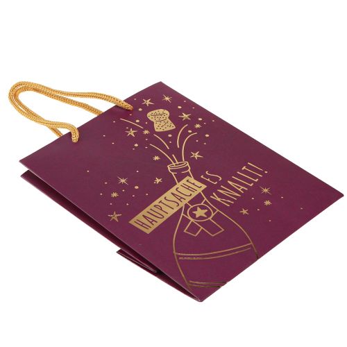 Artikel Geschenktüte „Hauptsache es knallt“ Weinrot Gold 18×10×23cm 2St
