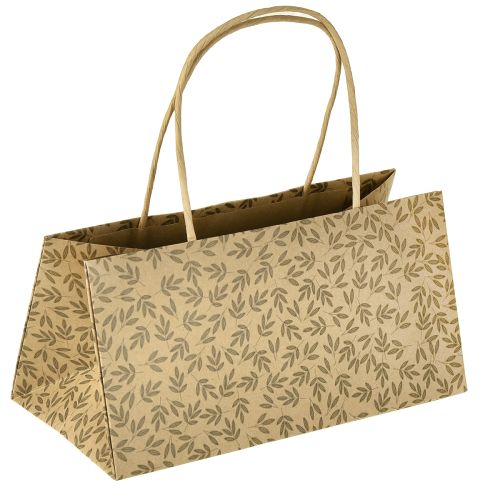 Artikel Geschenktüte Papier Naturbraun Blätter 20×10×10cm 6 St