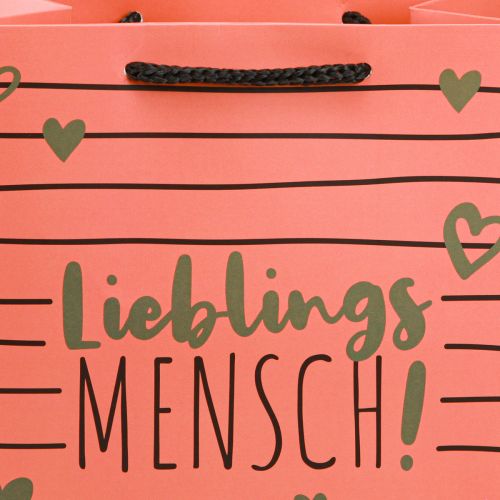 Floristik24 Geschenktüte mit Herzen „Lieblingsmensch“ Papier 18×10×23cm 2St