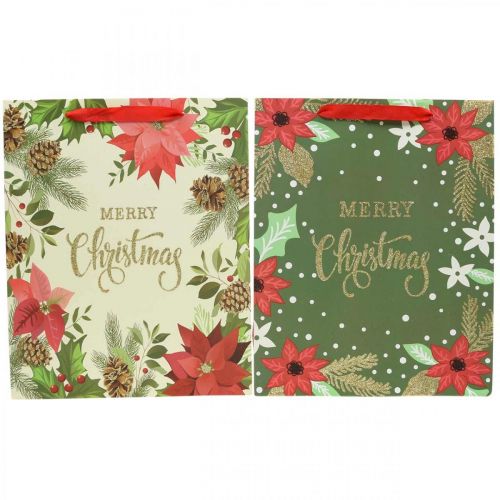 Floristik24 Geschenktüten Weihnachten Geschenktasche Merry Christmas 32x26cm 2St