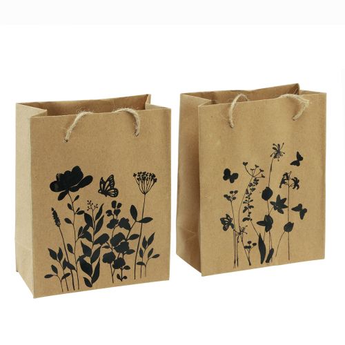 Artikel Geschenktüten mit Henkeln Papier Natur Schwarz 12×15cm 6 St