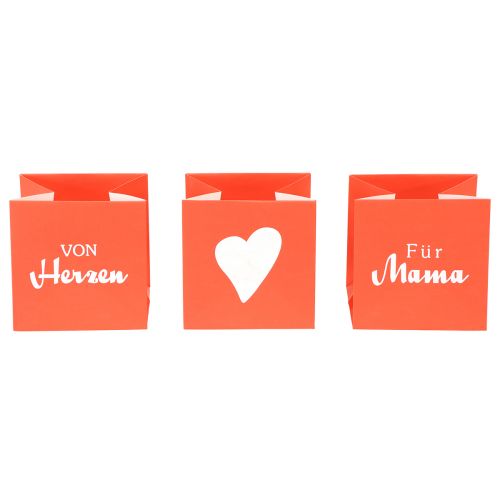 Artikel Geschenktüten Rotweiß Papiertüten mit Herz Muttertag 10,5cm 12St