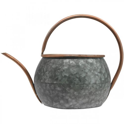Artikel Metall Dekokanne Vintage Landhausstil, Gartendeko Gießkanne zum Bepflanzen, Silber Kupfer L41cm Ø26cm H30cm