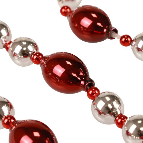 Floristik24 Girlande Weihnachten Glas Deko Rot Silber Fensterdeko 200cm