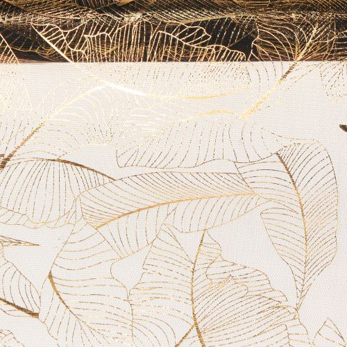 Artikel Organza Tischläufer Schwarz-Gold – Elegante Dekostoff-Rolle mit Blättermuster 48 x 450cm