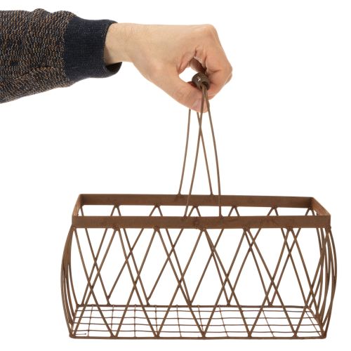 Artikel Gitterkorb aus Metall in Rostoptik – Rechteckig, 28x13,5x14 cm, 2 Stück