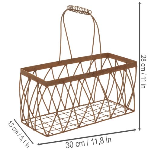 Gitterkorb aus Metall in Rostoptik – Rechteckig, 28x13,5x14 cm, 2 Stück | Floristik24.ch