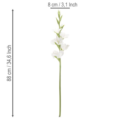 Künstliche Gladiole aus Textil und Kunststoff Weiss 88cm | Floristik24.ch
