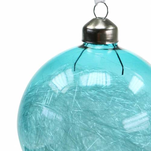 Floristik24 Weihnachtskugel Glas Blau, Weiß Ø8cm Sortiert 12St