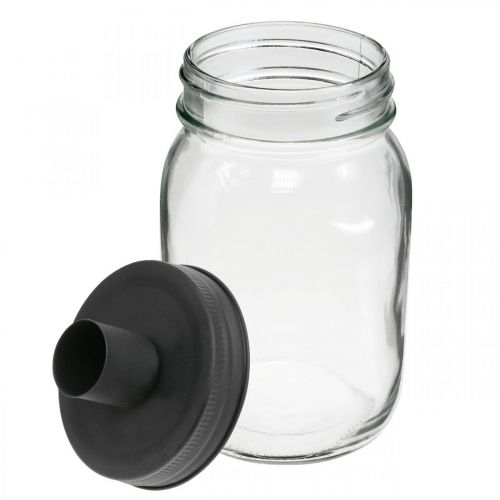 Floristik24 Deko Glas mit Kerzenhalter Schwarz Tischdeko Ø8,5cm H16cm 2St