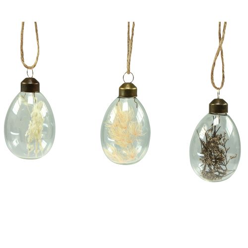 Floristik24 Glas Ostereier zum Aufhängen Trockenblumen Eier 6cm 6 St