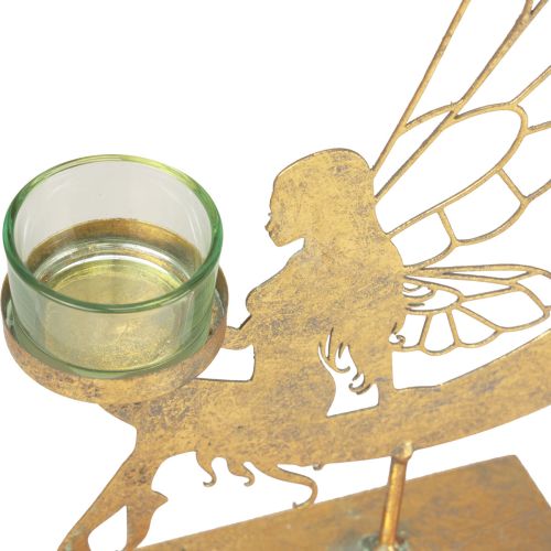 Floristik24 Glas Teelichthalter Metall Deko Elfen Deko 23×5×28cm
