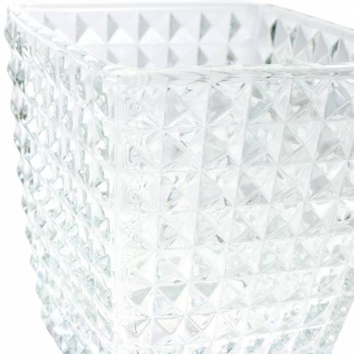 Floristik24 Glaswindlicht Würfel Facettenmuster, Tischdeko, Vase aus Glas, Glasdeko 2St