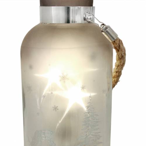 Floristik24 Weihnachtliches Glas mit 4 LED und Winterlandschaft 19,5cm
