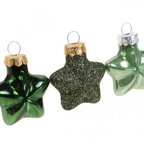 Artikel Mini Christbaumschmuck Mix Grün Glas Weihnachtsdeko sortiert 4cm 12St