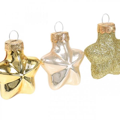 Floristik24 Mini Christbaumschmuck Mix Glas Gold, Perlfarben sortiert 4cm 12St