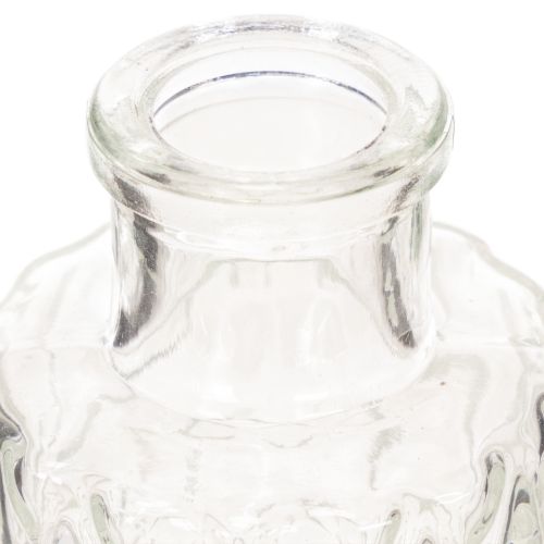 Mini Glasvase 9 cm Set mit Rautenmuster, transparent, 6 Stück, für Tischdekoration | Floristik24.ch