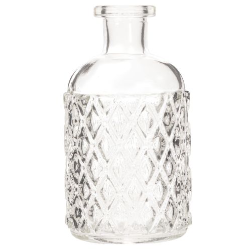 Glasflaschen Set mit Rautenmuster, Vase, 13 cm, 6 Stück, klar | Floristik24.ch