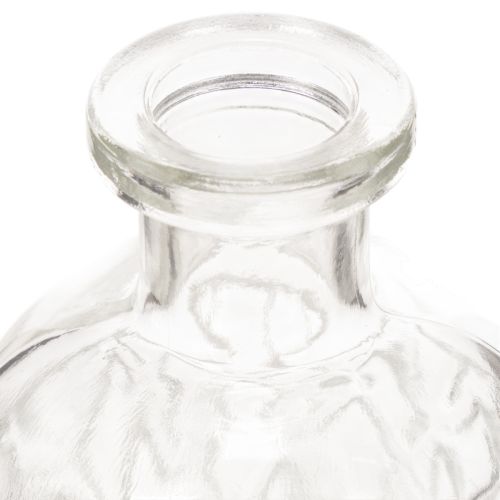 Glasflaschen Set mit Rautenmuster, Vase, 13 cm, 6 Stück, klar | Floristik24.ch