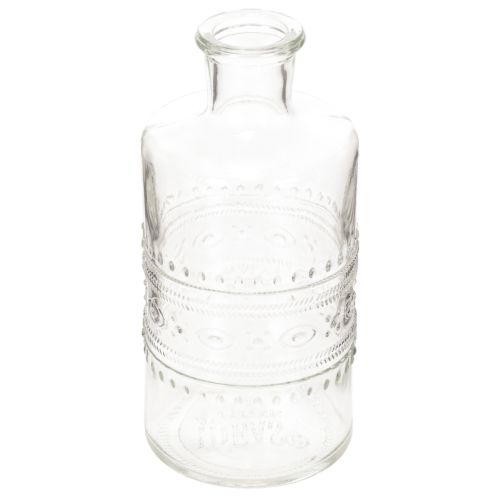 Glasflasche zylindrisch klar mit Muster 15 cm, 6er-Set