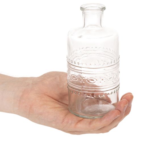 Glasflasche zylindrisch klar mit Muster 15 cm, 6er-Set | Floristik24.ch