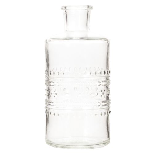 Glasflasche zylindrisch klar mit Muster 15 cm, 6er-Set | Floristik24.ch