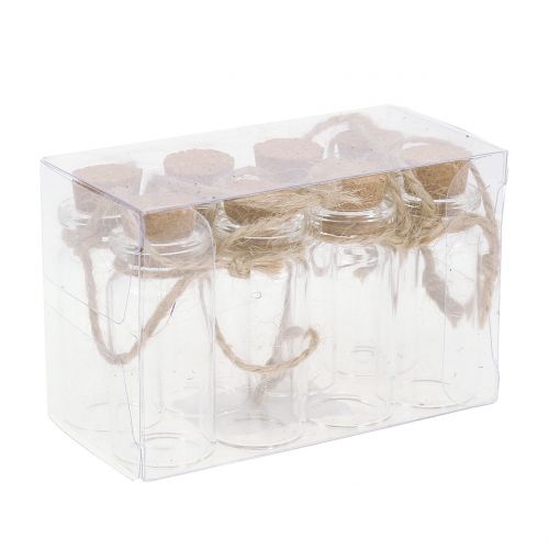Floristik24 Glasflasche mit Korken zum Hängen 5,5cm 8St