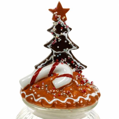 Floristik24 Glasdose mit Keramikdeckel Lebkuchen Weiß, Braun H21,5cm Plätzchendose