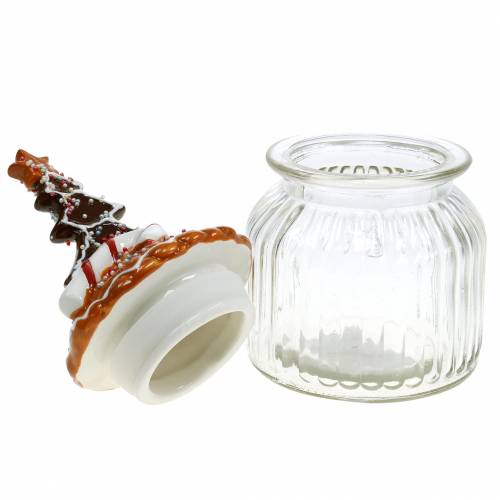 Floristik24 Glasdose mit Keramikdeckel Lebkuchen Weiß, Braun H21,5cm Plätzchendose
