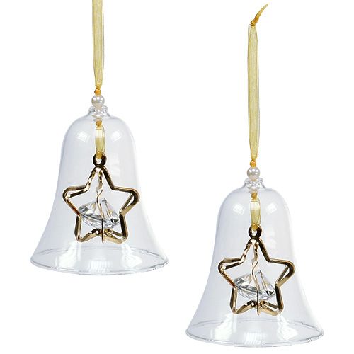 Glasglocke Ø8cm H16cm Gold 2St