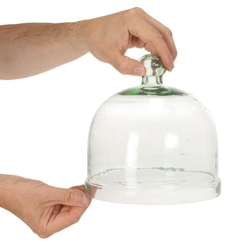 Ziehglocke aus Recyclingglas mit Knauf, Höhe 20 cm, transparent | Floristik24.ch