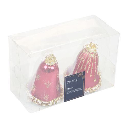 Floristik24 Glasglocke Weihnachtsglocken Rot Gold Ø6,5cm H8,5cm 2St