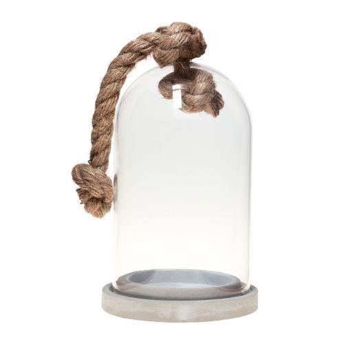 Floristik24 Glasglocken Deko mit Sockel Betonoptik Ø13,5cm H24cm