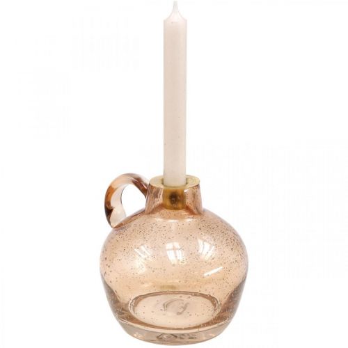Artikel Kerzenständer Glas Stabkerze Hellbraun Deko Krug H15,5cm