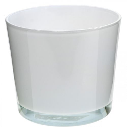 Floristik24 Glaskübel weiß Ø14,5 H12,5cm