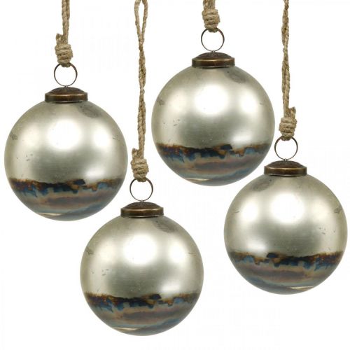 Weihnachtskugeln zweifarbig Glaskugel Blau, Metallic Ø9,5cm 4St