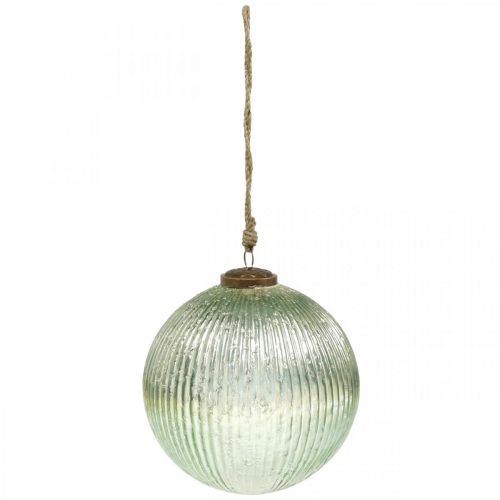 Floristik24 Weihnachtskugel Glas groß zum Hängen Grün, Golden Vintage Ø20cm