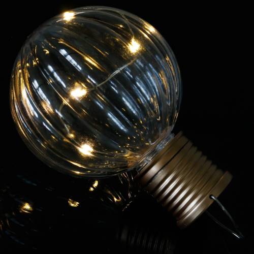 Floristik24 Solar-LED-Lampe Retro-Look Transparent Warmweiß Ø8cm