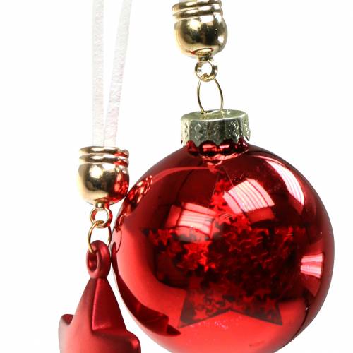 Artikel Christbaumschmuck Glaskugel mit Stern Rot 5cm