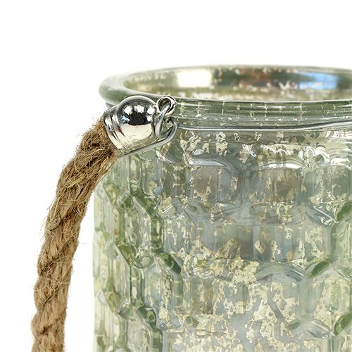 Floristik24 Glaslaterne mit Kordel sort. Ø7cm H9cm 4St