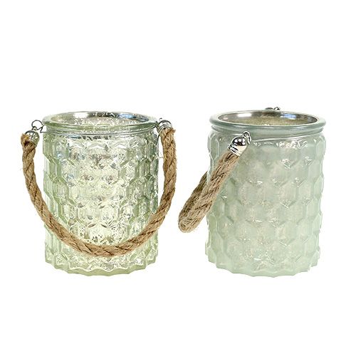 Floristik24 Glaslaterne mit Kordel sort. Ø7cm H9cm 4St