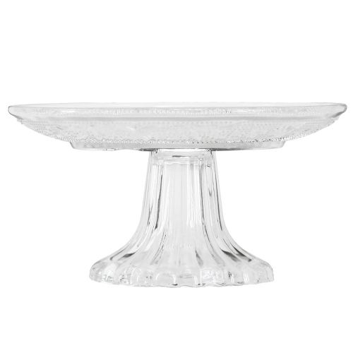 Artikel Glasteller auf Fuß Flache Glasschale mit Muster Klar Ø15cm