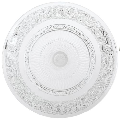 Floristik24 Glasteller auf Fuß Flache Glasschale mit Muster Klar Ø25cm