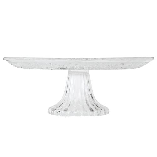 Glasteller auf Fuß Flache Glasschale mit Muster Klar Ø25cm | Floristik24.ch