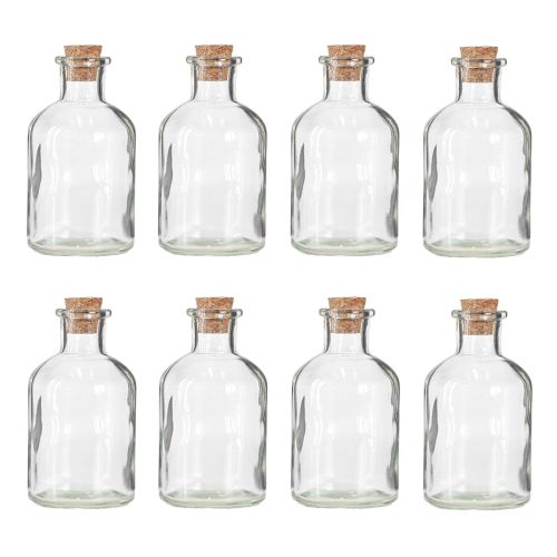Artikel Glasvase Flaschen Deko Vase mit Korken H10,5cm 8 St