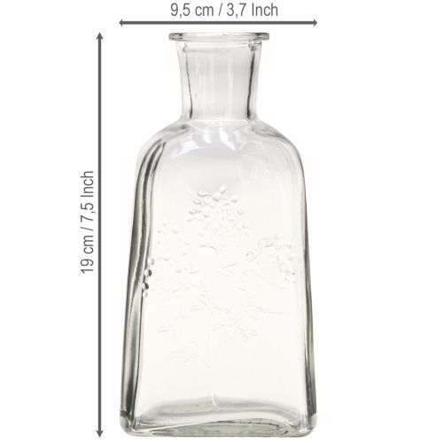 Artikel Glasvase Flaschenvase mit Motiv Vase Glas Klar H19cm 2St