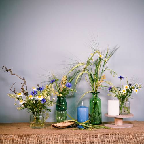 Floristik24 Glasvase Flasche Gelb, Grün H19cm 2St