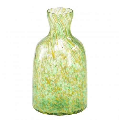 Floristik24 Glasvase Glas Deko Blumenvase Grün Gelb Ø10cm H18cm